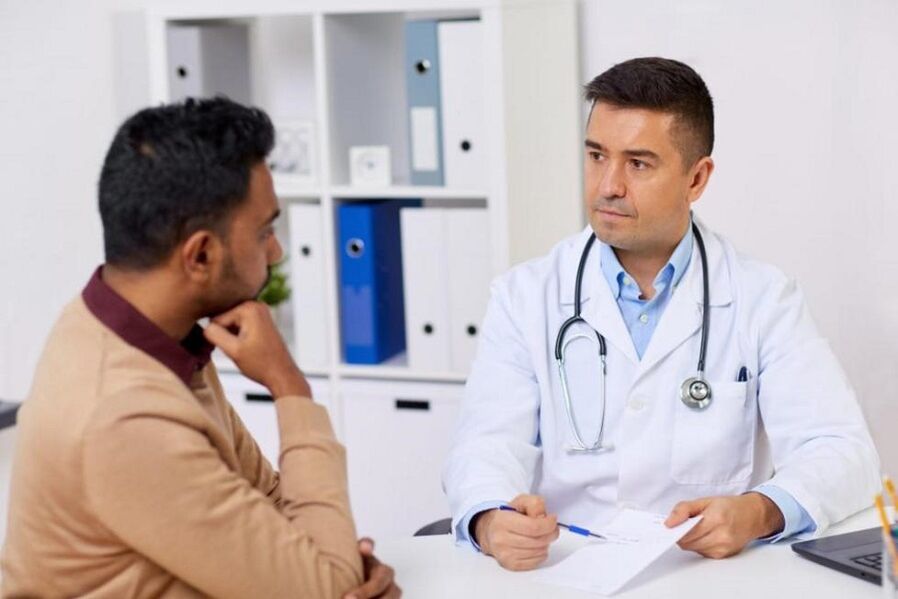 Doctor's appointment for discharge with enthusiasm in men